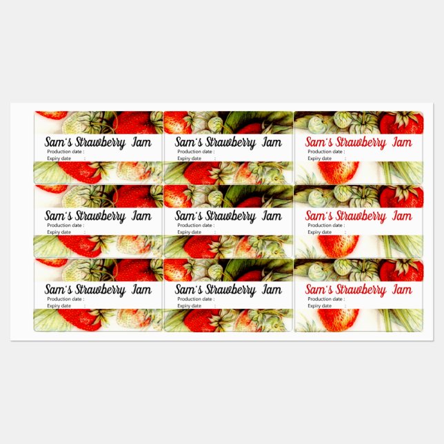 Étiquettes fraise vintage - confiture personnalisée (Feuille)