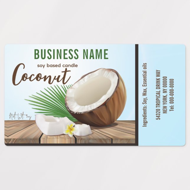 Étiquettes Fruits tropicaux de la noix de coco (Design 1)