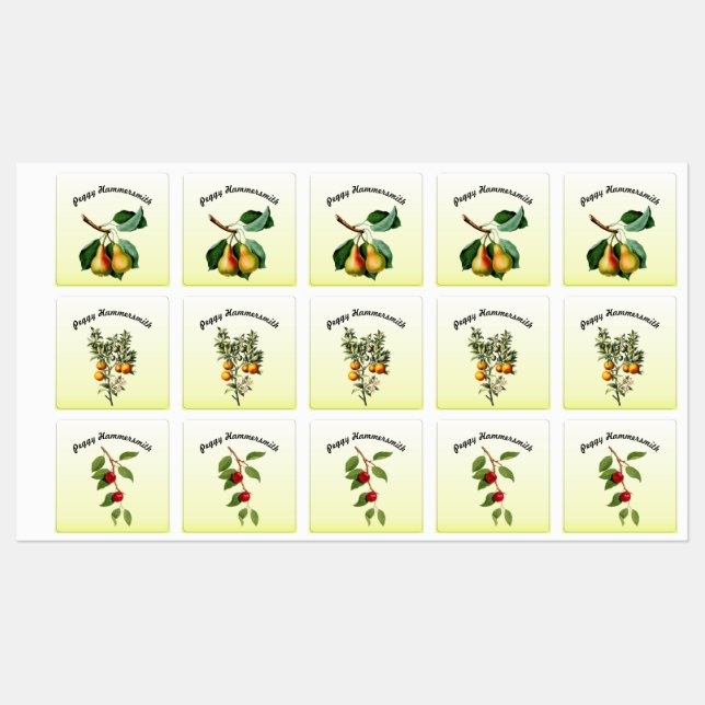 Étiquettes Fruits vintages personnalisés (Feuille)