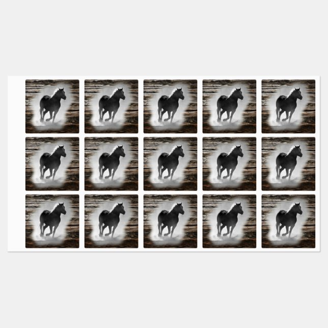 Étiquettes Galloping de Wild Horse (Feuille)