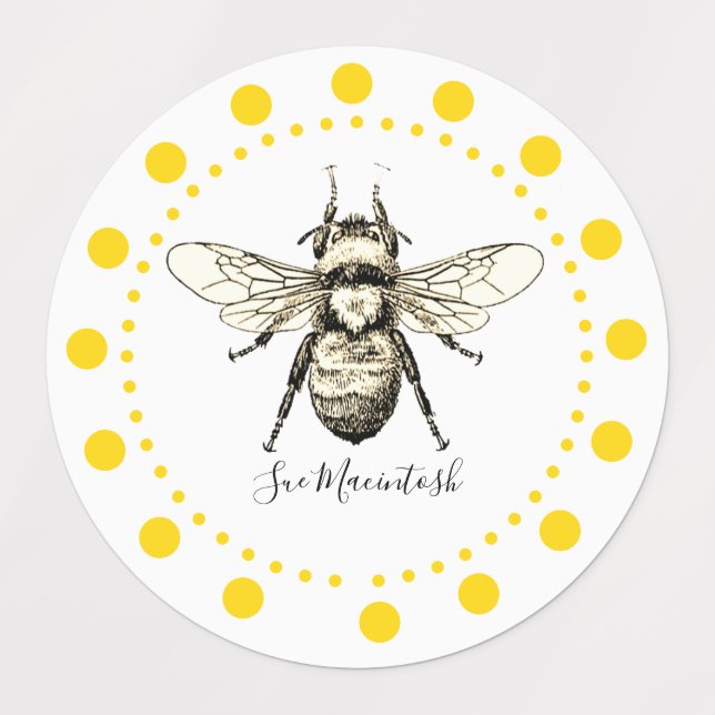 Étiquettes Grande abeille jaune (Design 1)