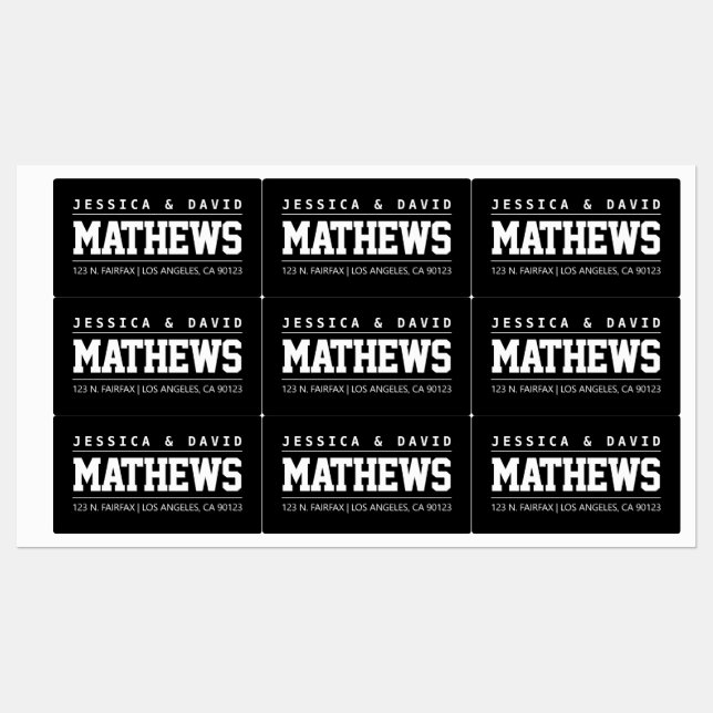 Étiquettes Gras Créatif Design Noir & Blanc étanche (Feuille)