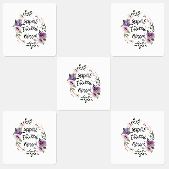 Étiquettes Gratuit Remerciement Bienheureux Floral (Groupe)