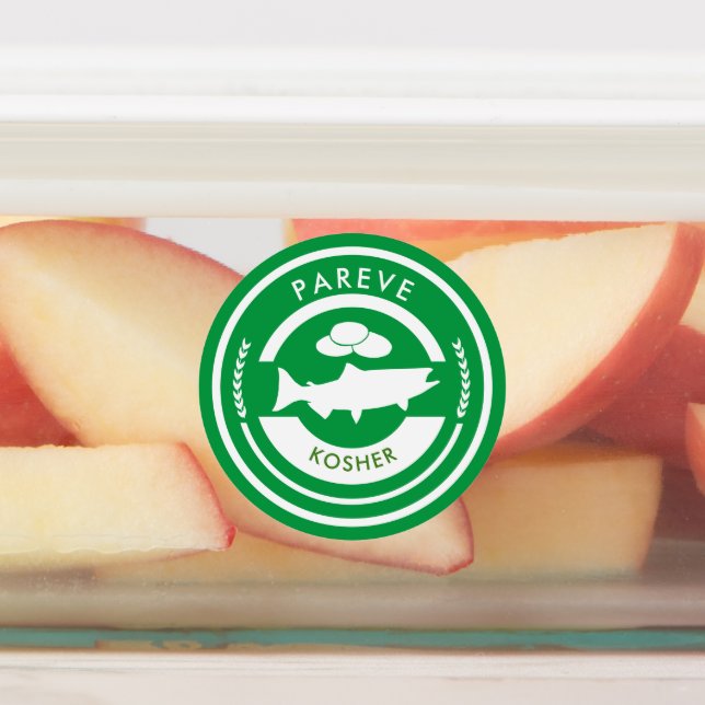 Étiquettes Green and White Pareve Label Kosher Fish (Apposé)