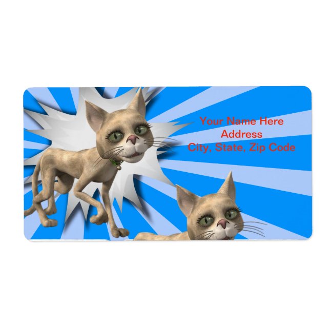 Étiquettes gris bleu chat (Devant)