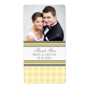 Étiquettes gris jaunes de mariage de photo de