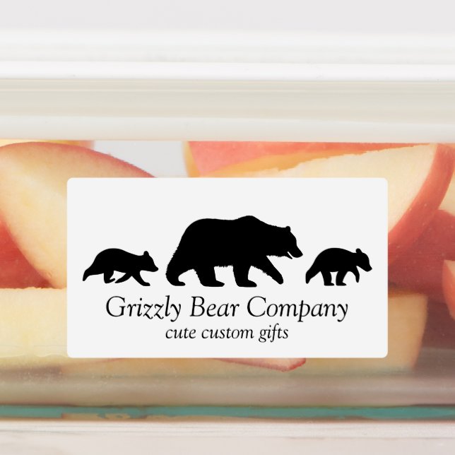 Étiquettes Grizzly Bear Family Silhouettes Custom (Apposé)