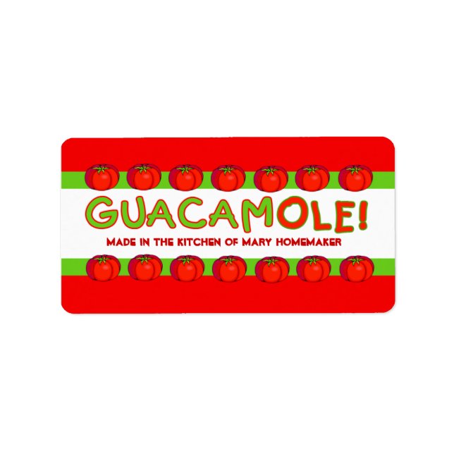 ÉTIQUETTES GUACAMOLE pour Customiser (Devant)