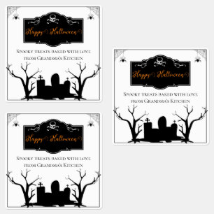 Étiquettes Halloween du cimetière Blanc