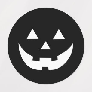 Étiquettes Halloween noir blanc Jack-o'-lantern visage citrou
