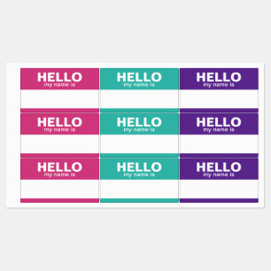 Étiquettes Hello my name is - pink teal purple - Employee