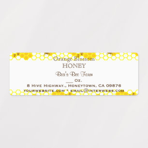 Étiquettes Honey Bee Honeycomb Art modifiable de 2,25 po x 0,