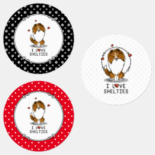 Étiquettes I Love Shelts (sable 2) Shetland Sheepdogs mignonn