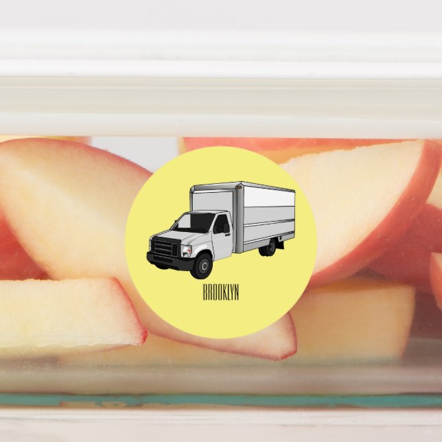 Étiquettes Illustration de la caricature du camion-boîte (Apposé)