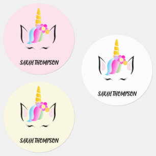 Étiquettes Illustration de la licorne magique Girly pré-école