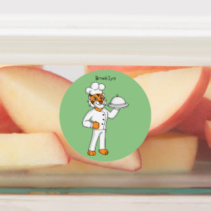 Étiquettes Illustration d'un chef tigre drôle et mignon