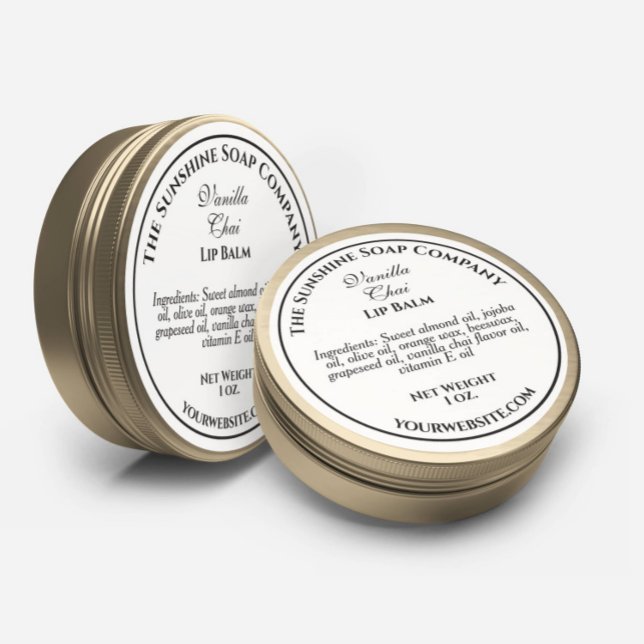 Étiquettes imperméable blanc w noir texte savon cosmétique (Créateur téléchargé)