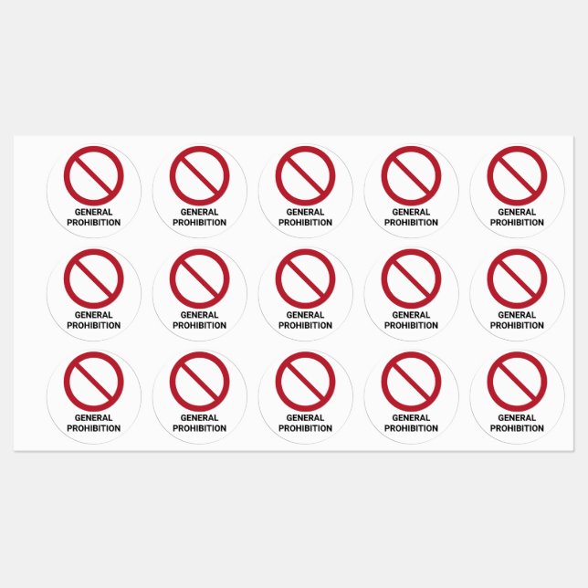 Étiquettes Interdiction générale, série de 30 Interdiction (Feuille)