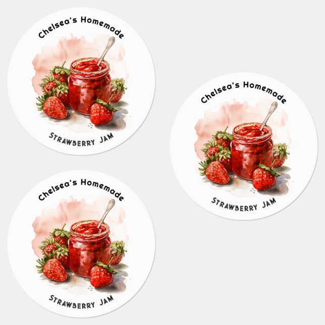 Étiquettes Jambe Mason Jar de confiture de fraises maison rus (Groupe)