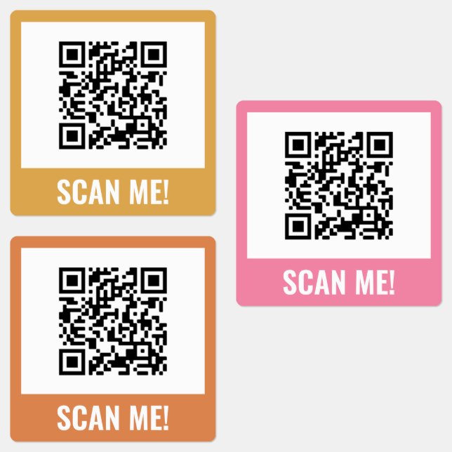 Étiquettes Jaune Rose Orange Scan Me! Code QR (Groupe)