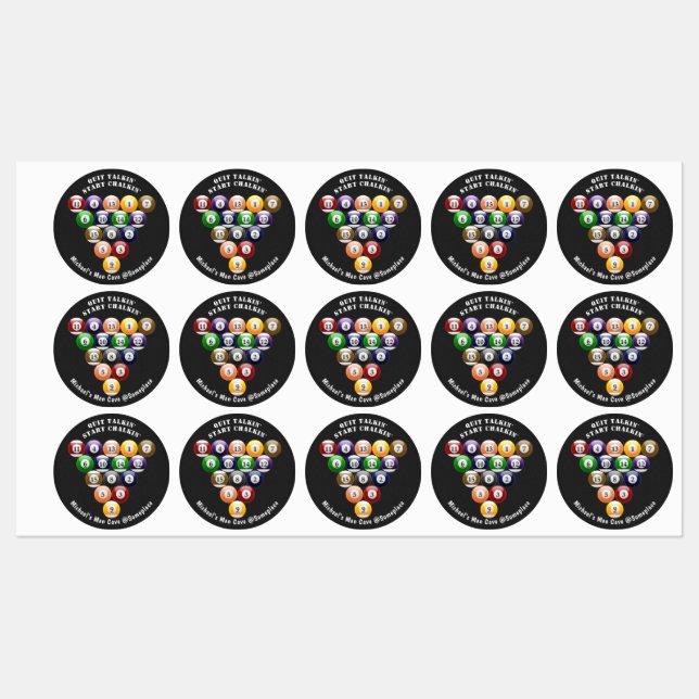 Étiquettes Jeu de billard à huit balles en rack à 8 balles (Feuille)