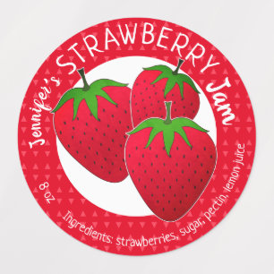 Étiquettes Jeu de confiture de fraises personnalisé