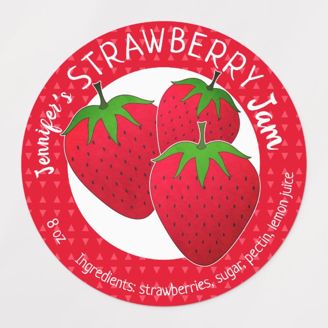 Étiquettes Jeu de confiture de fraises personnalisé (Design 1)
