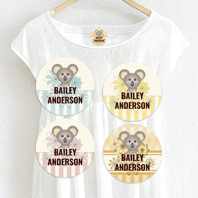 Étiquettes Joli dessin bébé Koala Enfants Nom Vêtements (Créateur téléchargé)