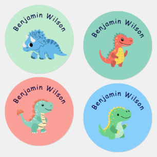 Étiquettes Joli dinosaure nom personnalisé d'enfant 
