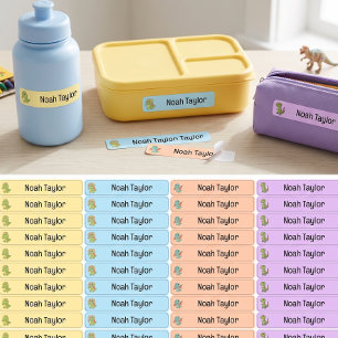 Étiquettes Joli dinosaure pastel nom personnalisé pour enfant