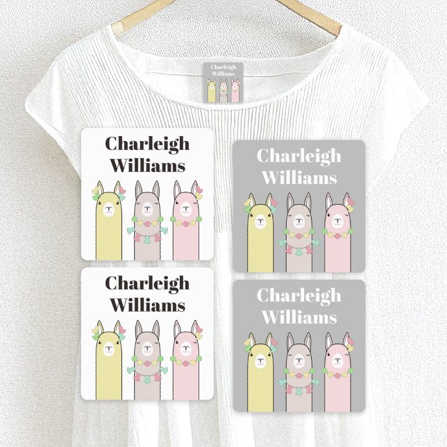 Étiquettes Joli Llamas Coloré Enfants En Vêtements (Créateur téléchargé)