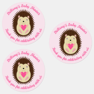 Étiquettes Jolie Baby Shower Hérisson Rose Fille