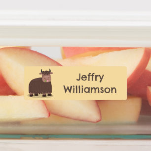 Étiquettes Joyeux yak mangeant de l'herbe dessin personnalisé