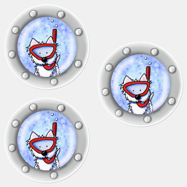 Étiquettes KiniArt Snorkel Westie Porthole étanche (Groupe)