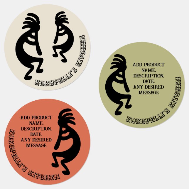 Étiquettes Kokopelli Southwestern Tan Sage Terra Cotta Set of (Groupe)