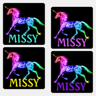Étiquettes Le fer de la petite fille Unicorn sur le nom Étiqu