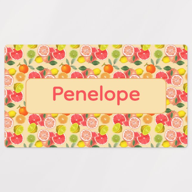 Étiquettes Lemon yellow pattern Labels with name (Design 1)