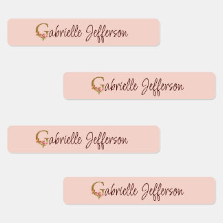 Étiquettes Lettre de nom personnalisée G Roses roses blush en