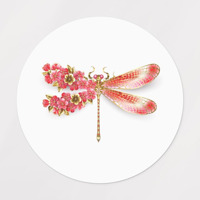 Étiquettes libellule de fleurs avec sakura de bijoux (Design 1)