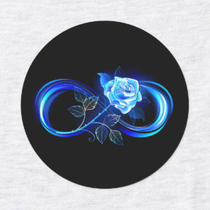 Étiquettes L'infini lumineux avec une rose bleue