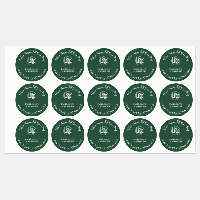 Étiquettes Logo de boutique de fleuriste vert élégant - Conta (Feuille)