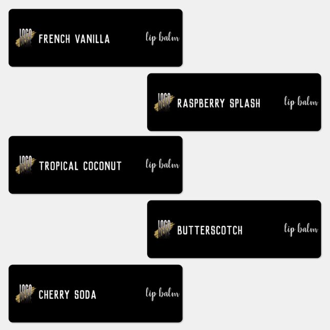 Étiquettes Logo Noir Moderne Lipstick produit brillant (Groupe)