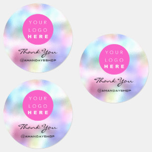 Étiquettes Logo Personnalisé Merci Instagra Holographe Rose B