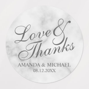 Étiquettes 'Love & Thanks' Élégant Script Wedding Favor Étiqu
