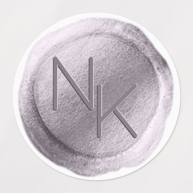 Étiquettes Lumineuse cire violet Initiales Mariage Monogramme (Design 1)