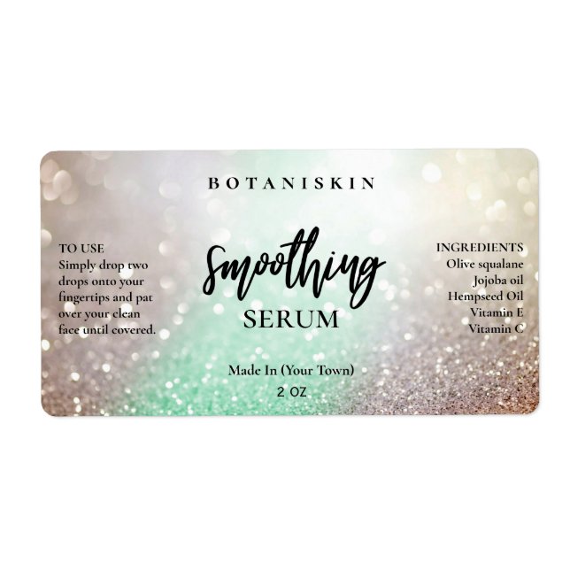 Étiquettes Lux Parties scintillant Mint Et Silver  (Devant)