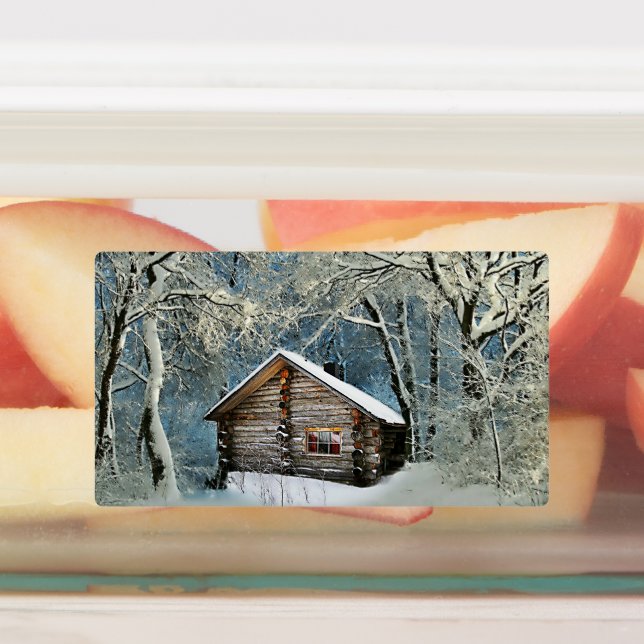 Étiquettes Magie hivernale Rustique Cabine de billes (Apposé)