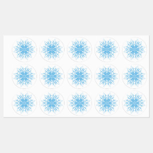 Étiquettes Mandala Flocon de Neige Bleu Élégant