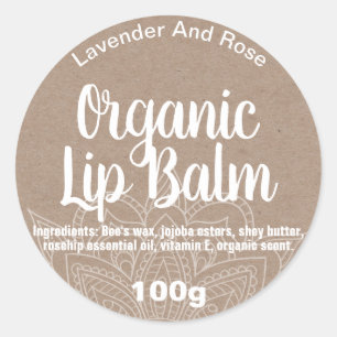 Étiquettes Mandala Organic Lip Balm Kraft