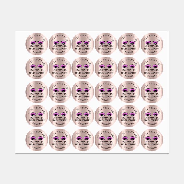 Étiquettes Maquillage Artiste Lash Brows Rose des yeux roses (Feuille)